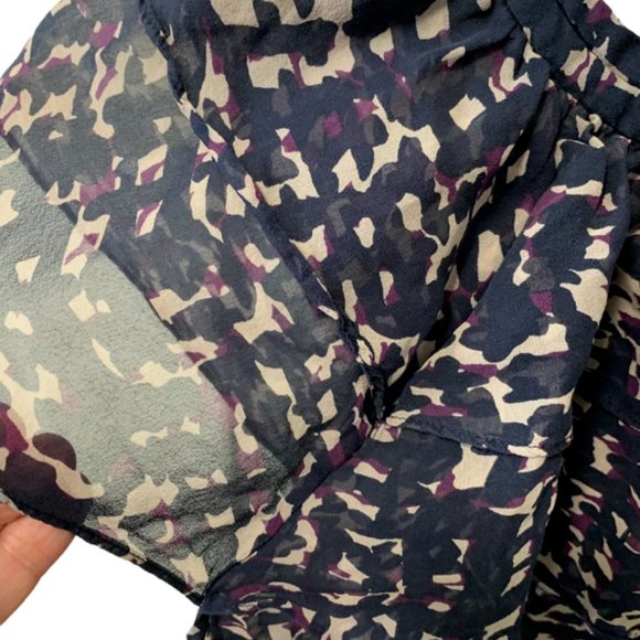 Ann Taylor Graphic Sheer Ruffle Silk Top Small - Picture 7 of 12